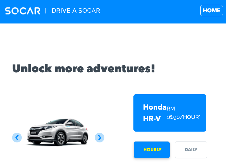 SOCAR car sharing app