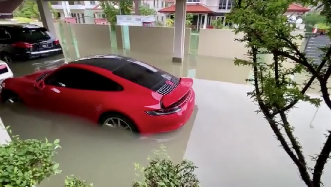 flooded luxury car