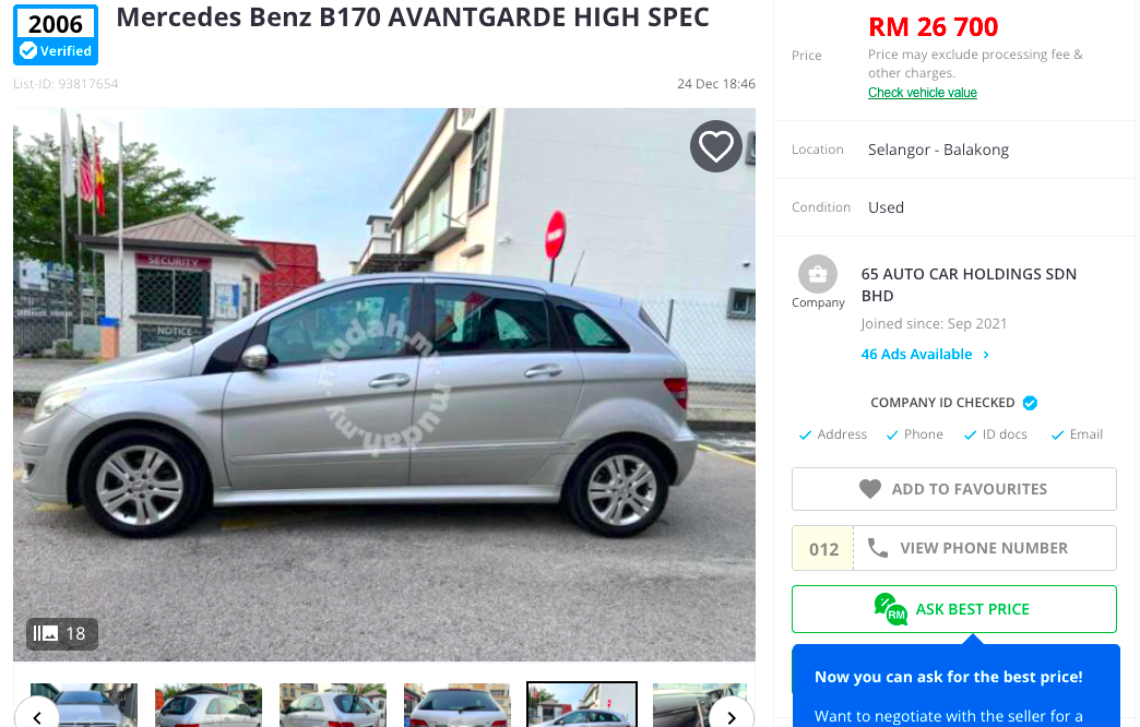 Mercedes B-Class 170_used 