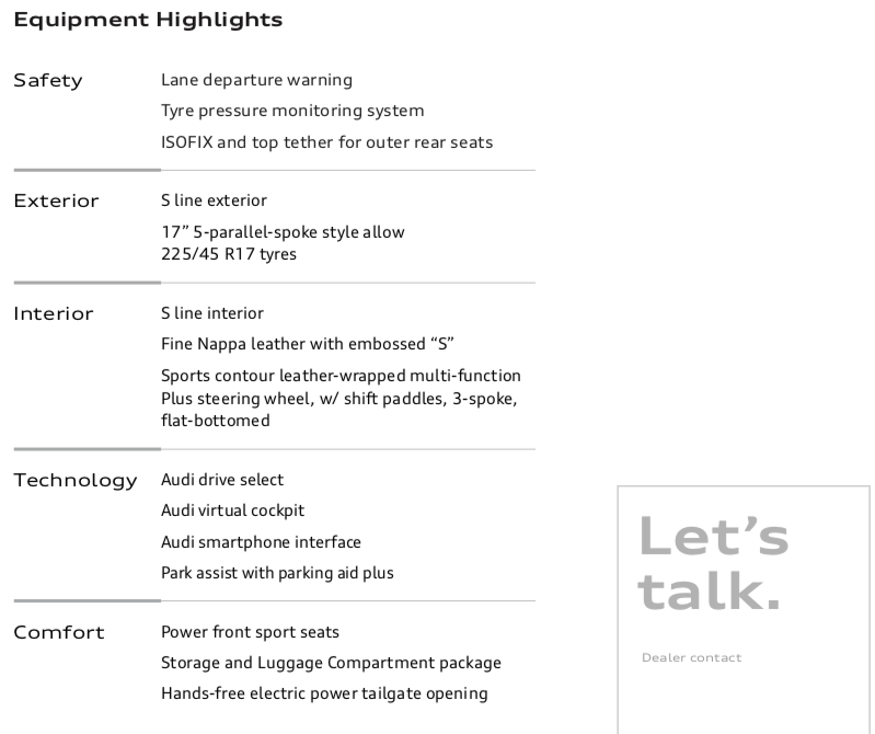 Audi A3 sedan specifications