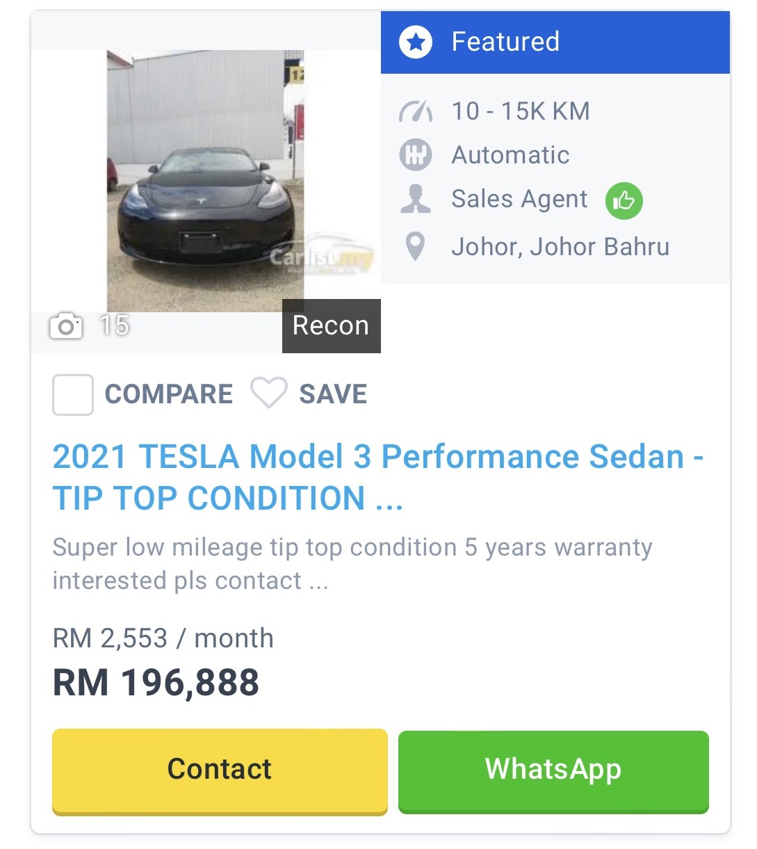 Tesla Used Value In Malaysia