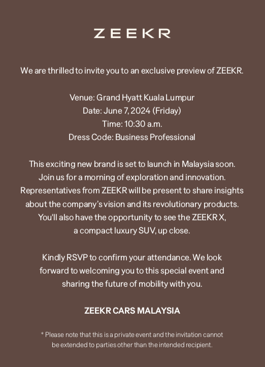 Zeekr Cars Malaysia